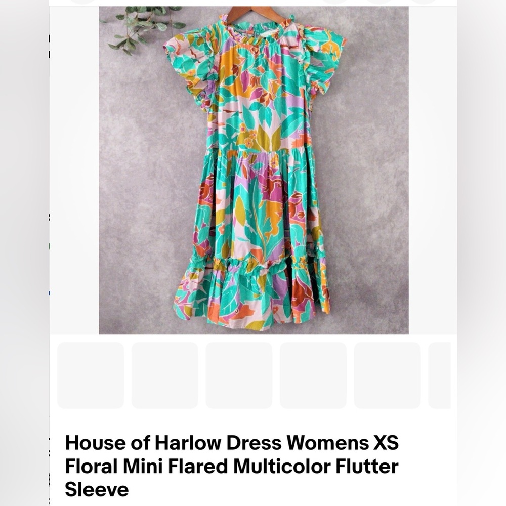 NWT House of Harlow 1960 Multicolor Printed Mini Dress XS - Picture 13 of 14